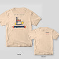 Full-Time Dinker pickleball shirt shown back and front on Ivory Comfort Colors 1717: Navy rocking chair with a pickleball, yellow paddle and lemonade over a Full-Time Dinker banner