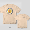 Banger Recovery Program pickleball shirt shown back and front on Ivory Comfort Colors 1717: Scalloped Banger Recovery Program seal with a coral paddle, Soft Hands ribbon and One Dink at a Time