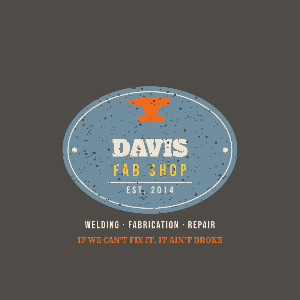Close-up of the Custom Fab Shop Plate (custom name) print showing bone, arc orange and steel blue ink detail