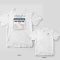 Back and front of a white Comfort Colors tee with a No-See-Um Club donor card design and bug swarm