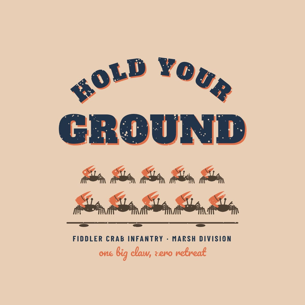 Close-up of the Hold Your Ground print showing the fiddler crabs and coral claws
