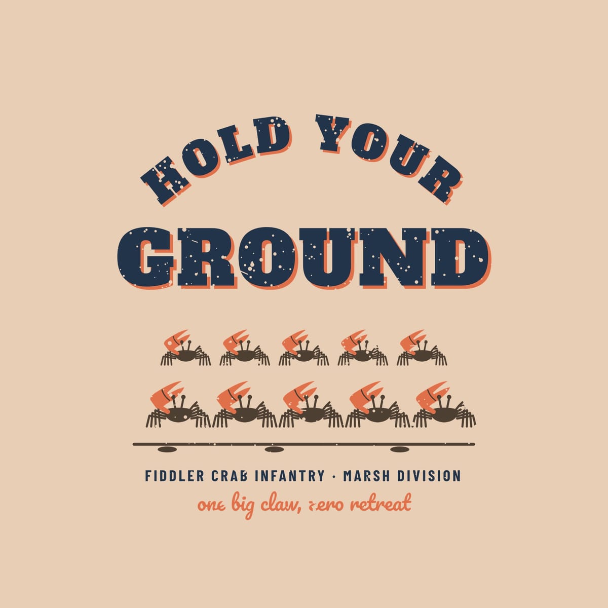 Close-up of the Hold Your Ground print showing the fiddler crabs and coral claws
