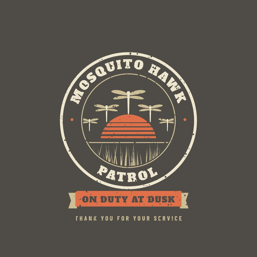 Close-up of the patrol badge showing the dragonfly squadron and On Duty at Dusk ribbon