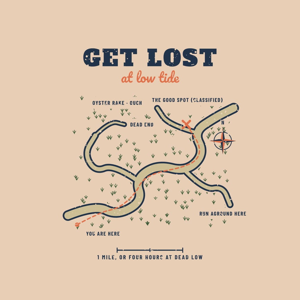 Close-up of the map labels The Good Spot, Dead End and the coral X