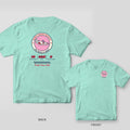 Chalky mint Comfort Colors tee shown back and front: winged sneaker Comfy Shoes Society badge on the back and a small badge on the left chest