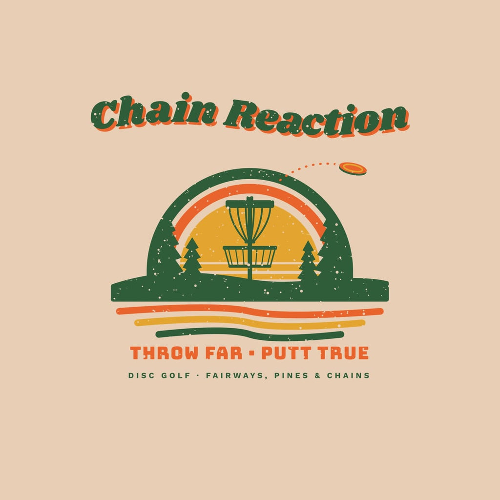 Close-up of the back print artwork: a Chain Reaction flight-number bar reading 12, 5, -1, 3 for speed, glide, turn and fade.