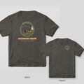 Pepper Comfort Colors 1717 tee shown back and front: circle badge of a trail rig winching up a hill to a pine tree with Recovery Crew text on the back, winch hook inside a rope ring reading Recovery Crew on the left chest