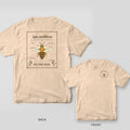 Back and front of a ivory Comfort Colors T-shirt; the back shows an engraved honey bee specimen plate with Latin part labels, the front has a small left-chest print.