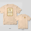 Back and front of a ivory Comfort Colors T-shirt; the back shows a vintage honey label reading Raw, Local, Unfiltered, like my opinions, the front has a small left-chest print.