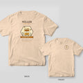 Back and front of an ivory Comfort Colors T-shirt; the back shows a personalized hexagon emblem with the name Miller Apiary, a painted beehive and a Raw Honey Since 2019 banner, the front has a small hexagon Miller Apiary badge on the left chest.