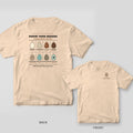Ivory Comfort Colors tee shown back and front: back has a Know Your Breeds egg color chart with eight eggs; front has a small speckled egg.