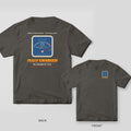 Pepper Comfort Colors tee shown back and front with the Fully Charged On Diagnostic Fees design: a large back print and a small square vintage gauge with a pegged red needle and the words Fully Charged on the chest.