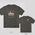 Pepper Comfort Colors tee shown back and front: arched SUPPORTS REQUIRED over a pier with a pelican on the back, hotend icon on the chest.