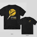 Black Comfort Colors tee shown back and front: the back has a flashlight beam revealing an abandoned staircase above After Dark Division; the chest has a small flashlight whose beam reads DLP.