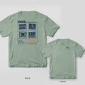 Bay Comfort Colors tee shown back and front: the back has a navy case folder with four abandoned-place photos and an orange Recorded stamp; the chest has a small case-file tab.