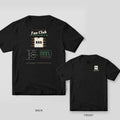 Black tee shown back and front: back has a large 555 timer chip pinout under Fan Club script with a schematic and square wave; front has a small 555 chip.