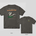Pepper tee shown back and front: back has a soldering iron on a green circuit board with curling smoke under Aromatherapy script; front has a small version.