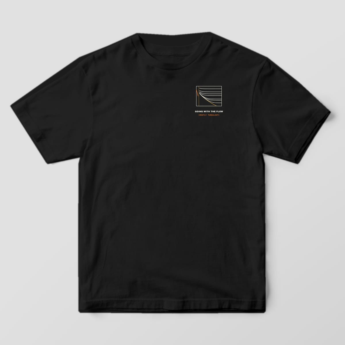 Front of a black Comfort Colors 1717 tee with a small Moody diagram on the left chest.
