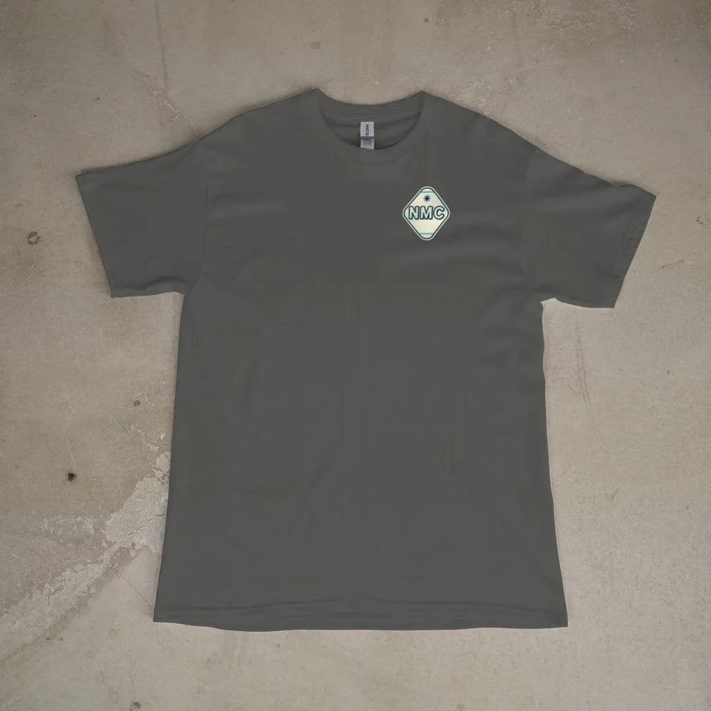 Front of a Pepper tee laid flat, with the small Neon Motor Court logo on the left chest.