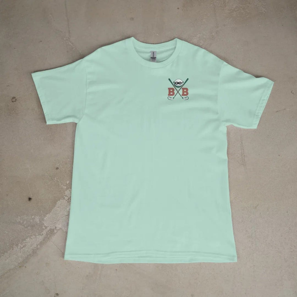 Front of a Chalky Mint tee laid flat, with the small Bogey Bandits logo on the left chest.