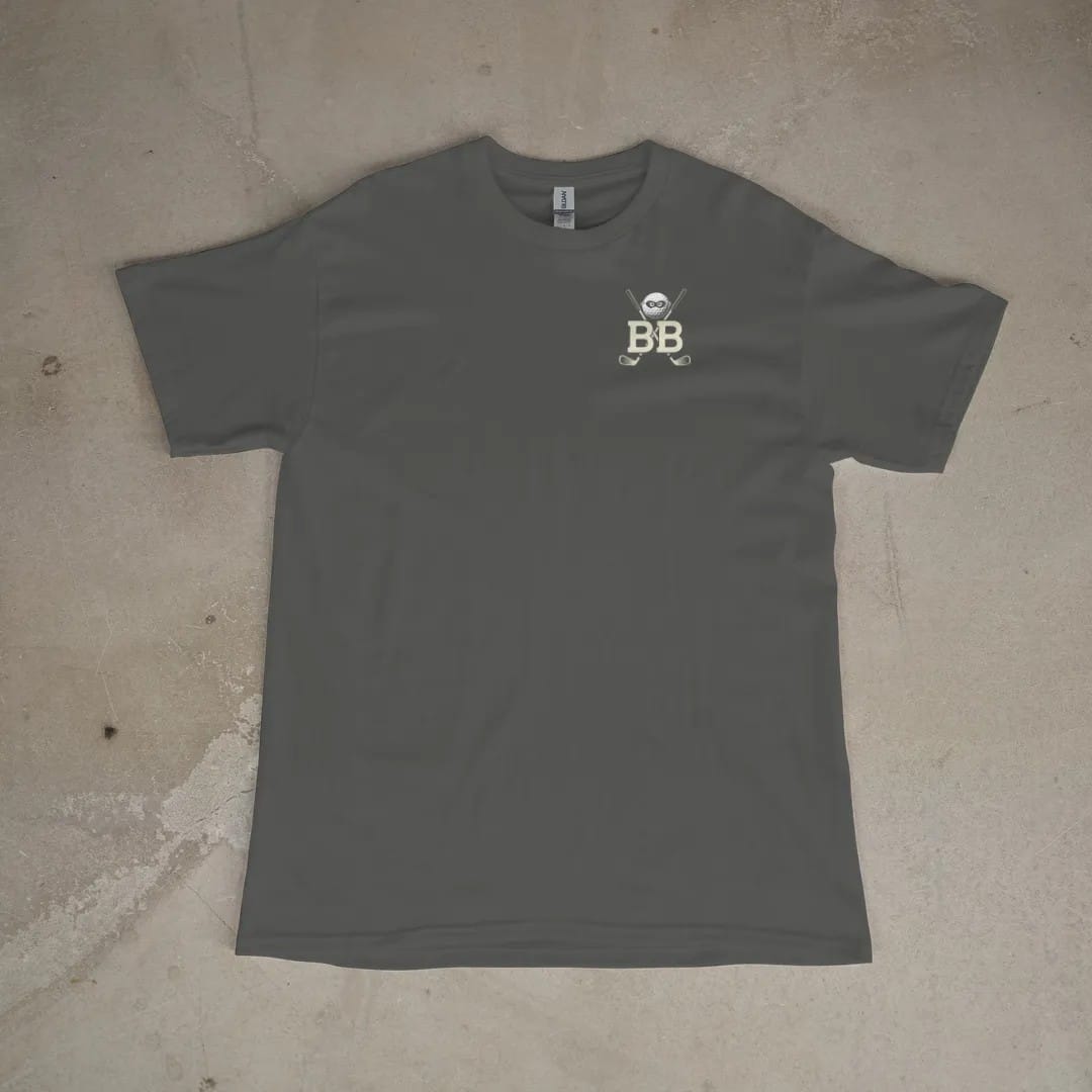Front of a Pepper tee laid flat, with the small Bogey Bandits logo on the left chest.