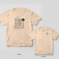 Ivory Comfort Colors tee shown back and front: a Charleston single house line drawing on the back and a small version on the left chest.