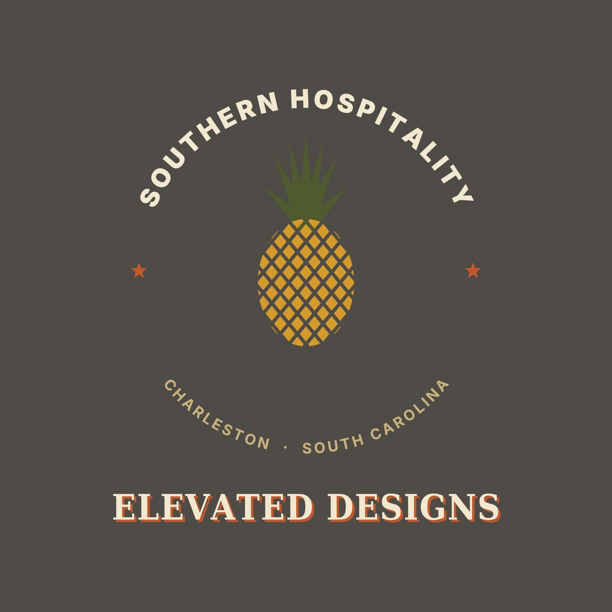 Close-up of the Southern Hospitality print: a gold pineapple in a diamond lattice pattern with a spiky olive green crown.