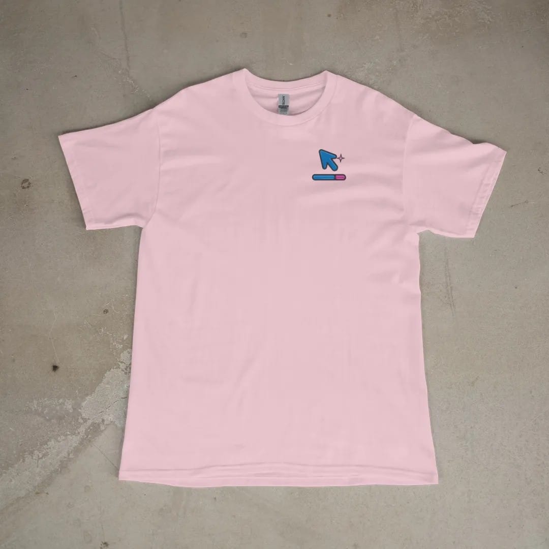 Front of a Blossom tee laid flat, with the small Dial-Up Days logo on the left chest.