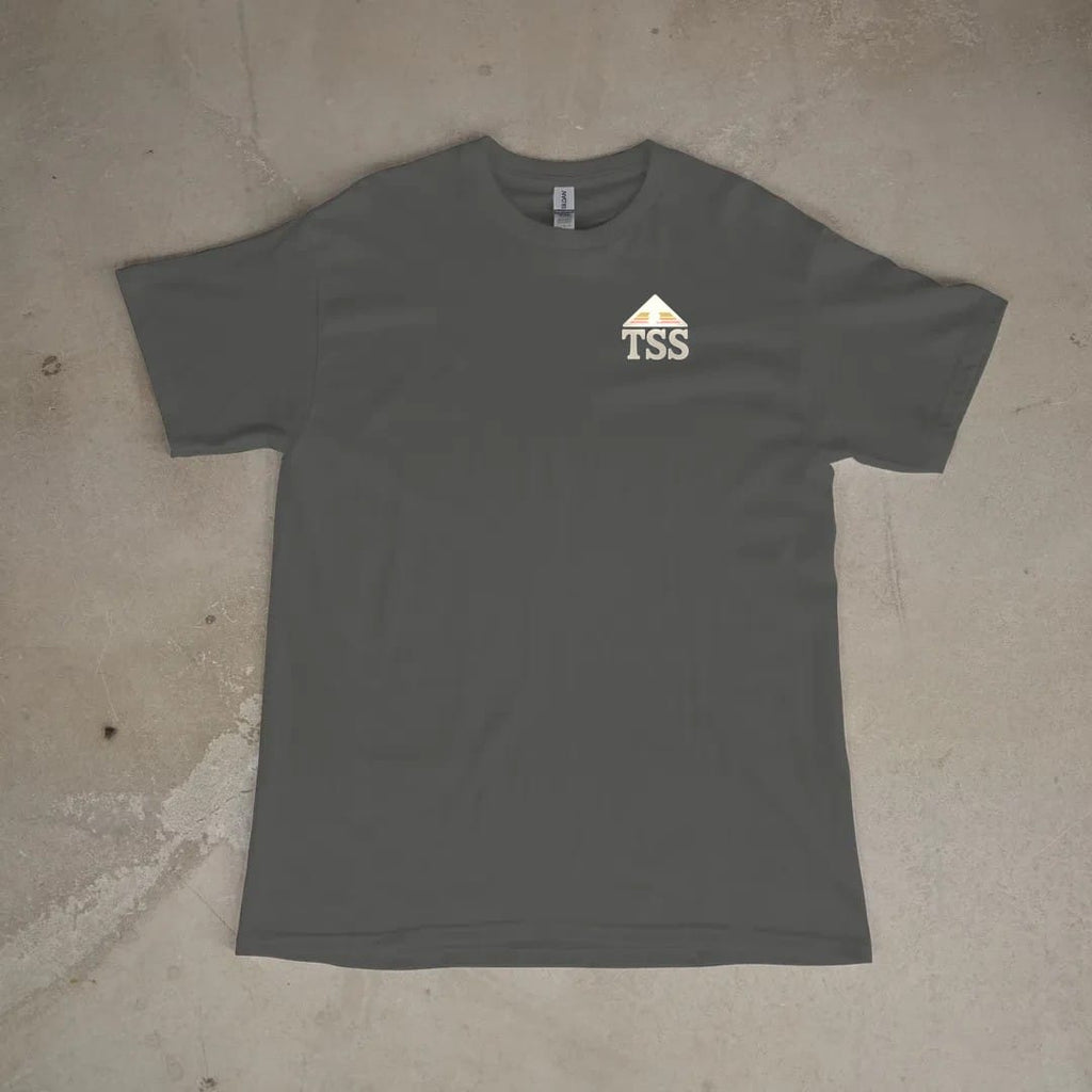 Front of a Pepper tee laid flat, with the small Trailhead Standard logo on the left chest.
