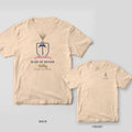 Ivory Comfort Colors tee shown back and front with a navy champagne-and-palmetto crest, MAID OF HONOR and the name Ashley in gold script