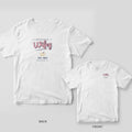 White Comfort Colors tee back and front with pink Wifey script, interlocked gold rings and EST. 2027