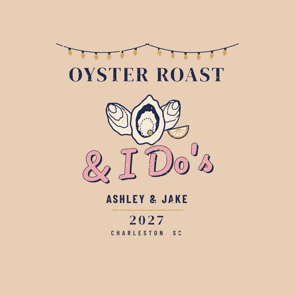 Close-up of the oyster illustration with ridged shells, a pearl in the open half shell and a lemon wedge